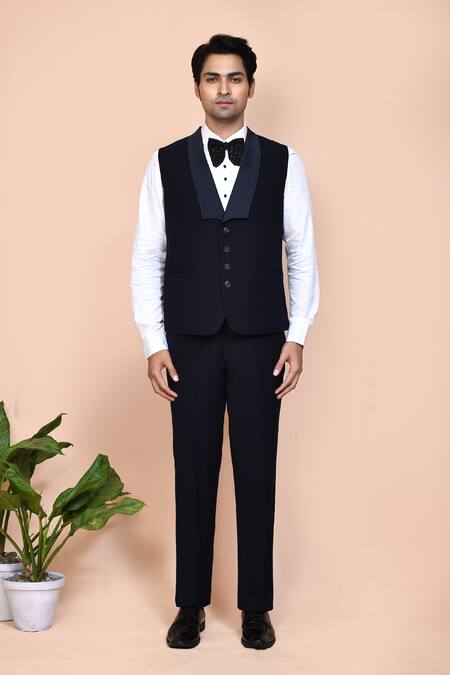 Buy_Arihant Rai Sinha_Blue Cotton, Polyester Embroidery, Rhinestones, Zari Thread Work Suit Pant Set _Online_at_Aza_Fashions