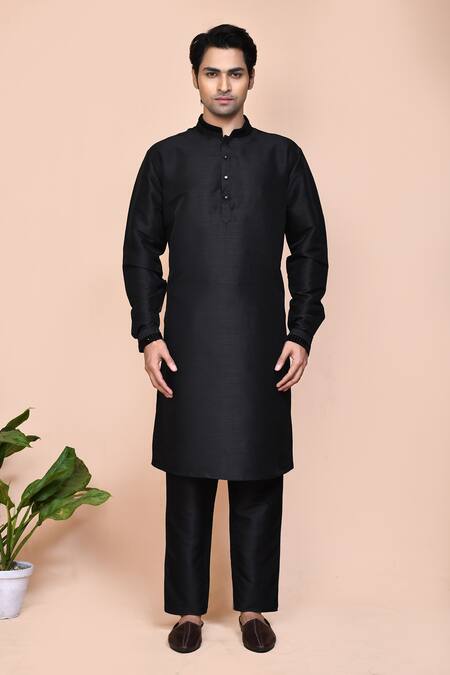 Buy_Arihant Rai Sinha_Black Velvet, Silk, Polyester Sequins, Brooches Embroidered Bundi Set _Online_at_Aza_Fashions