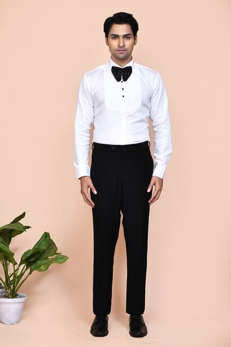 Buy_Arihant Rai Sinha_Black Polyester, Cotton Embroidery, Brooches, Beads Cut Dana Blazer Pant Set _Online_at_Aza_Fashions