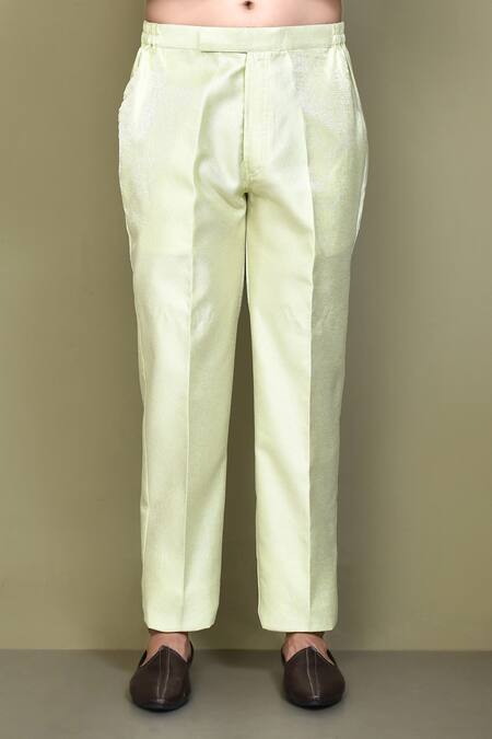 Arihant Rai Sinha_Green Jacquard, , Satin Brooches, Sequins, Thread Work Jacket Kurta Set _Online_at_Aza_Fashions