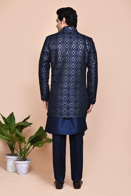 Arihant Rai Sinha Mughal Thread Embroidered Jacket Kurta Set 