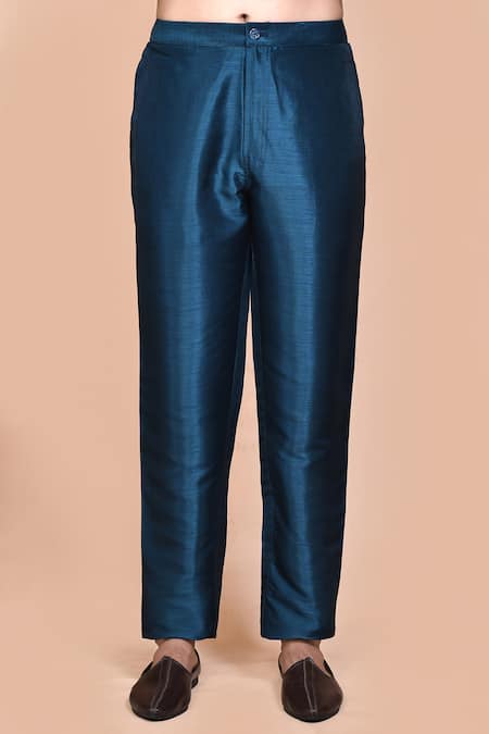 Arihant Rai Sinha_Blue Silk, Velvet, Polyester Sequins Embroidered Bundi Set _Online_at_Aza_Fashions