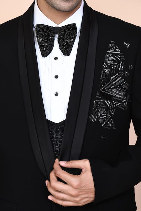 Buy_Arihant Rai Sinha_Black Polyester, Cotton, Brocade Cut Work Cutdana Embroidered Suit Set 