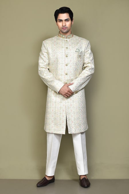 Arihant Rai Sinha Mughal Jaal Embroidered Sherwani Set 