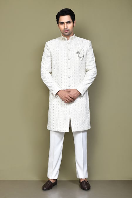 Arihant Rai Sinha Floral Striped Embroidered Sherwani Set 