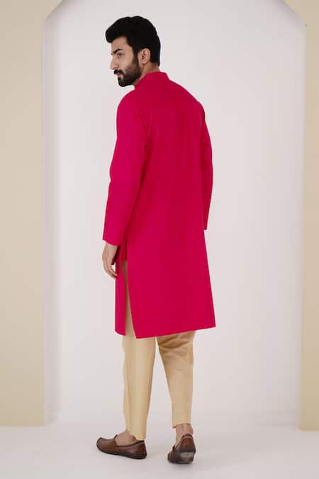 Nero India Plain Kurta & Gold Pant Set 