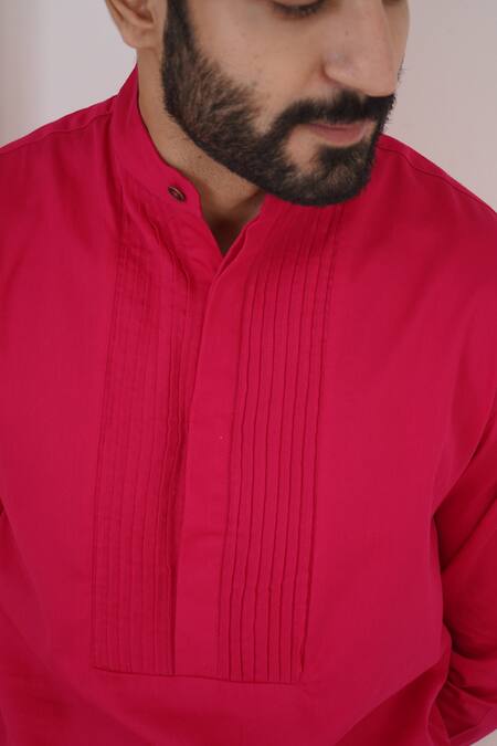 Buy Nero India Fuchsia Satin, Plain Kurta And Gold Pant Set Online at Aza Fashions Buy_Nero India_Fuchsia Satin, Plain Kurta And Gold Pant Set _Online_at_Aza_Fashions