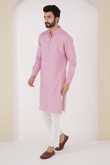 Nero India Purple Satin, Zari Cuff Embroidered Kurta And Pant Set Online at Aza Fashions Nero India_Purple Satin, Zari Cuff Embroidered Kurta And Pant Set _Online_at_Aza_Fashions