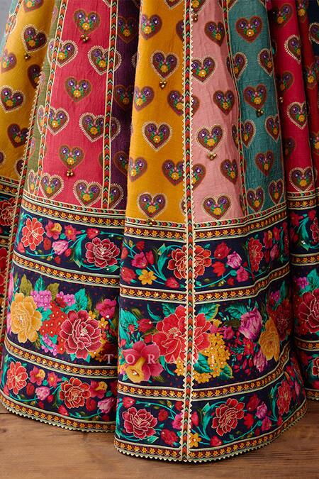 Torani_Multi Color Organza, Silk Embroidery, Tassels Dil Rang Jiya Lehenga Set _Online_at_Aza_Fashions