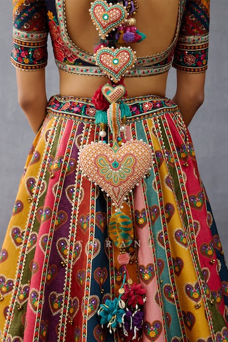 Torani_Multi Color Silk Embroidery, Sequins Sweetheart Dil Rang Jiya Printed Blouse _at_Aza_Fashions