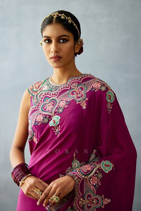 Shop Torani Purple Organza Sequins Dil Kusha Shanfa Embroidered Saree Online at Aza Fashions Shop_Torani_Purple Organza Sequins Dil Kusha Shanfa Embroidered Saree_Online_at_Aza_Fashions