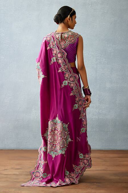 Shop Torani Purple Organza Sequins Dil Kusha Shanfa Embroidered Saree at Aza Fashions Shop_Torani_Purple Organza Sequins Dil Kusha Shanfa Embroidered Saree_at_Aza_Fashions