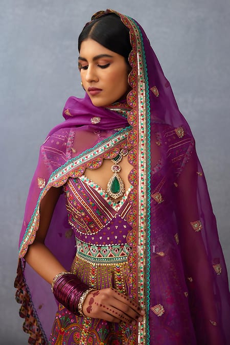 Buy_Torani_Purple Organza, Jersey, Silk Dil Kusha Zaiba Floral Print Anarkali With Dupatta 