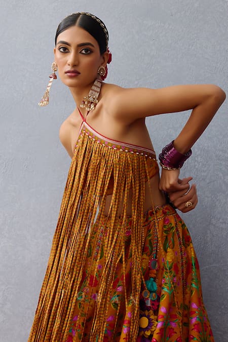 Torani_Yellow Silk, Jersey Embroidery, Dil Seher Sejal Printed Lehenga With Blouse _Online_at_Aza_Fashions