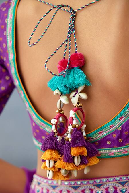 Buy_Torani_Purple Silk Embroidery, Lace, Sequins Plunge Dil Kusha Nazila Printed Blouse 