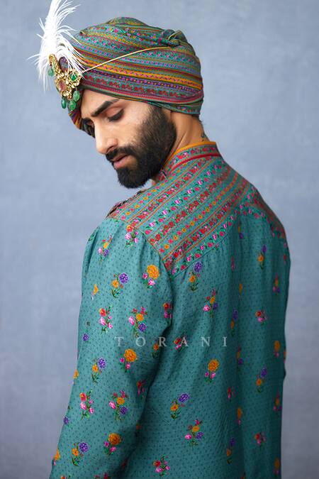 Buy_Torani_Blue Jersey, Silk Embroidery Dil Nawaz Mamun Kurta Set 