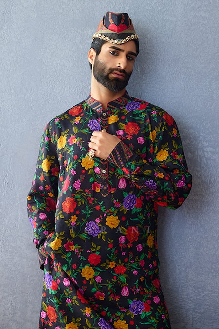 Buy_Torani_Black Cotton, Silk Dil Shaad Nasir Kurta Set 