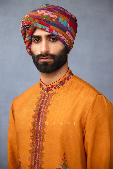 Shop_Torani_Yellow Jersey, Silk Embroidery Dil Seher Ramzi Kurta Set _Online_at_Aza_Fashions