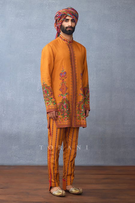 Buy_Torani_Yellow Jersey, Silk Embroidery Dil Seher Ramzi Kurta Set 