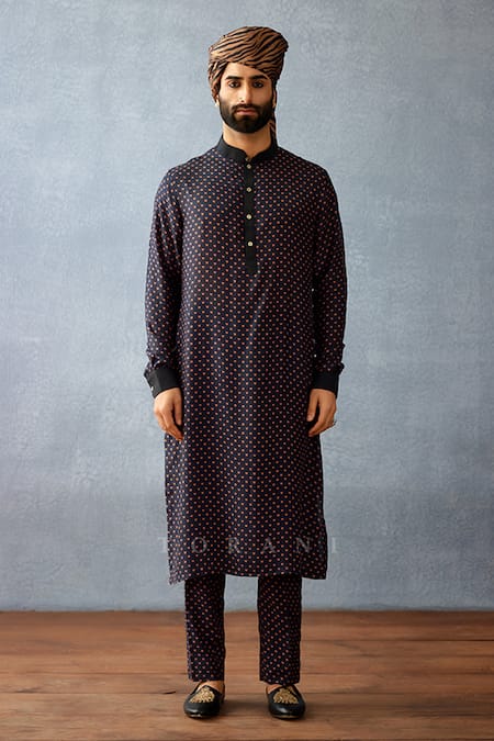 Buy Torani Black Silk, Jersey Embroidery Gulnaaz Print Bundi Kurta Set Buy_Torani_Black Silk, Jersey Embroidery Gulnaaz Print Bundi Kurta Set