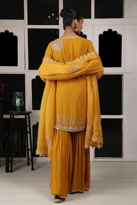 Shop House Of Supriya Yellow Silk, Georgette, Organza Embroidery, Zari Zardosi Kurta Sharara Set at Aza Fashions Shop_House Of Supriya_Yellow Silk, Georgette, Organza Embroidery, Zari Zardosi Kurta Sharara Set _at_Aza_Fashions