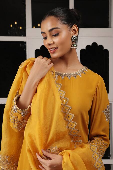 Buy House Of Supriya Yellow Silk, Georgette, Organza Embroidery, Zari Zardosi Kurta Sharara Set Online at Aza Fashions Buy_House Of Supriya_Yellow Silk, Georgette, Organza Embroidery, Zari Zardosi Kurta Sharara Set _Online_at_Aza_Fashions