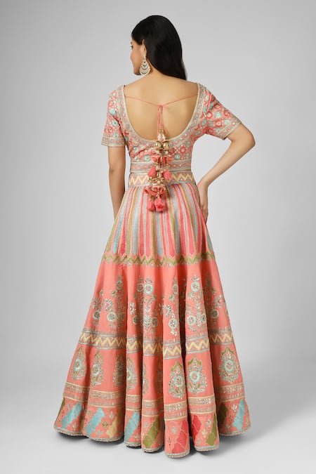 Shop House Of Supriya Orange Silk, Georgette, Organza Embroidery Polo Collar Gulbahar Lehenga Set at Aza Fashions Shop_House Of Supriya_Orange Silk, Georgette, Organza Embroidery Polo Collar Gulbahar Lehenga Set _at_Aza_Fashions