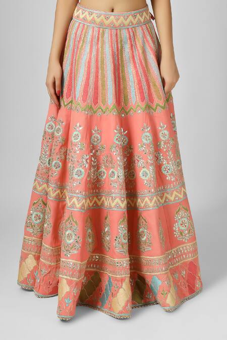 House Of Supriya Orange Silk, Georgette, Organza Embroidery Polo Collar Gulbahar Lehenga Set Online at Aza Fashions House Of Supriya_Orange Silk, Georgette, Organza Embroidery Polo Collar Gulbahar Lehenga Set _Online_at_Aza_Fashions