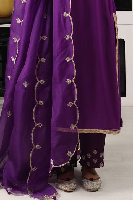 Buy House Of Supriya Purple Organza, Silk, Viscose Embroidery Collared Bullian Leaf Kurta Pant Set Online at Aza Fashions Buy_House Of Supriya_Purple Organza, Silk, Viscose Embroidery Collared Bullian Leaf Kurta Pant Set _Online_at_Aza_Fashions