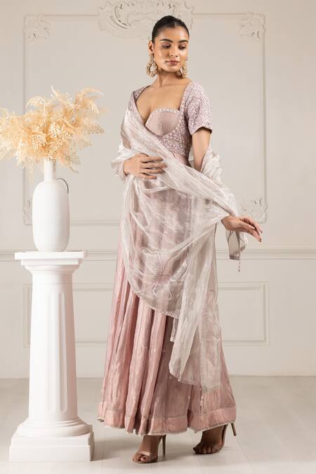 Buy House Of Supriya Peach Organza, Crepe Beads, Embroidery Sweetheart Floral Anarkali Pant Set Online at Aza Fashions Buy_House Of Supriya_Peach Organza, Crepe Beads, Embroidery Sweetheart Floral Anarkali Pant Set _Online_at_Aza_Fashions