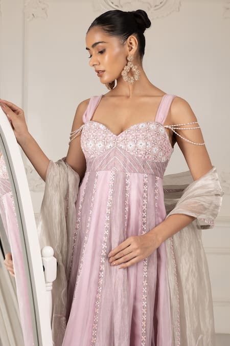 Buy House Of Supriya Purple Organza, Crepe Beads, Cut Work Floral Embroidered Anarkali Pant Set Online at Aza Fashions Buy_House Of Supriya_Purple Organza, Crepe Beads, Cut Work Floral Embroidered Anarkali Pant Set _Online_at_Aza_Fashions