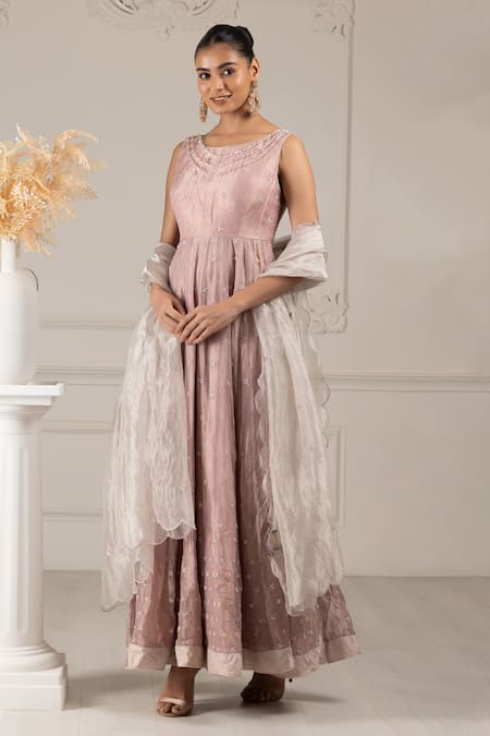 Buy House Of Supriya Peach Organza, Crepe, Brocade Sequins, Beads Butti Embroidered Anarkali Pant Set Online at Aza Fashions Buy_House Of Supriya_Peach Organza, Crepe, Brocade Sequins, Beads Butti Embroidered Anarkali Pant Set _Online_at_Aza_Fashions