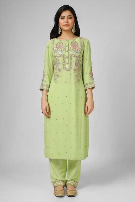 Buy House Of Supriya Green Silk, Georgette, Viscose, Organza Sequins, Embroidery Kurta Sharara Set Online at Aza Fashions Buy_House Of Supriya_Green Silk, Georgette, Viscose, Organza Sequins, Embroidery Kurta Sharara Set _Online_at_Aza_Fashions