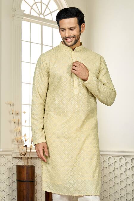 Shop Kasbah X AZA Gold Georgette Embroidery Floral Aari Kurta Set Online at Aza Fashions Shop_Kasbah X AZA_Gold Georgette Embroidery Floral Aari Kurta Set _Online_at_Aza_Fashions