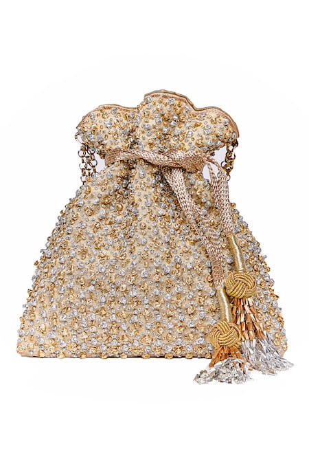The Pink Potli Knots Of Love Gota Patti Embellished Potli Bag 