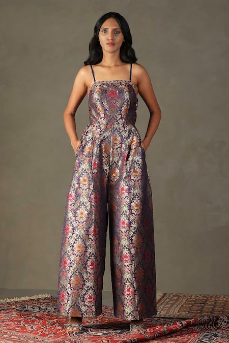 RI.Ritu Kumar Rudraksh Silk Floral Pattern Jumpsuit 