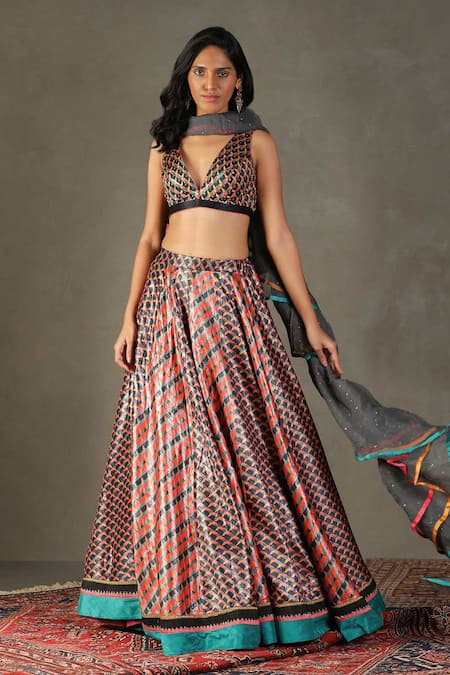 RI.Ritu Kumar Kaleidoscope Geometric Print Lehenga Set 