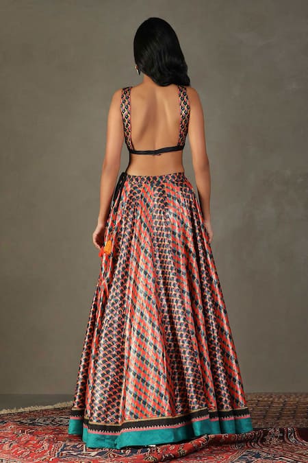 Shop RI.Ritu Kumar Multi Color Lehenga 100% Polyester Embellished Kaleidoscope Print Set at Aza Fashions Shop_RI.Ritu Kumar_Multi Color Lehenga 100% Polyester Embellished Kaleidoscope Print Set _at_Aza_Fashions