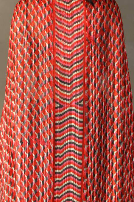 Buy RI.Ritu Kumar Red Cape 100% Viscose Printed Kaleidoscope Cape Open Pant Set Buy_RI.Ritu Kumar_Red Cape 100% Viscose Printed Kaleidoscope Cape Open Pant Set