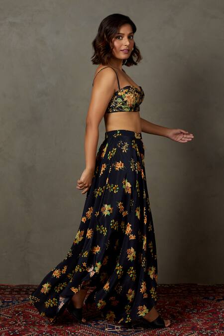 Buy RI.Ritu Kumar Black Polyester, Viscose Embroidery Sweetheart Water Lily Blouse And Palazzo Set Online at Aza Fashions Buy_RI.Ritu Kumar_Black Polyester, Viscose Embroidery Sweetheart Water Lily Blouse And Palazzo Set _Online_at_Aza_Fashions