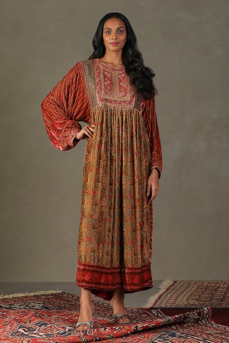 RI.Ritu Kumar Zergul Zardozi Embroidered Bodice Dress 