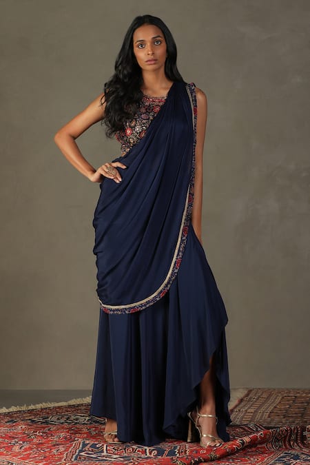 RI.Ritu Kumar Zergul Pre-Draped Saree With Embroidered Blouse 