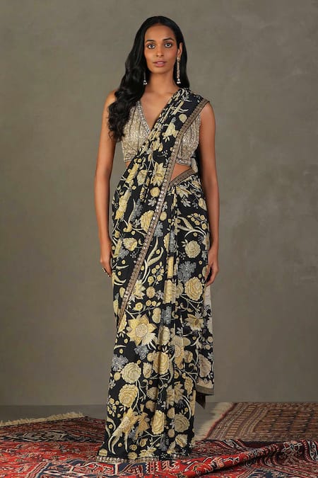 RI.Ritu Kumar Janet Floral Print Saree With Blouse 