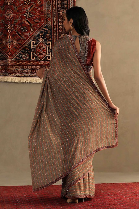 RI.Ritu Kumar Aashnaa Floral Print Saree With Blouse 