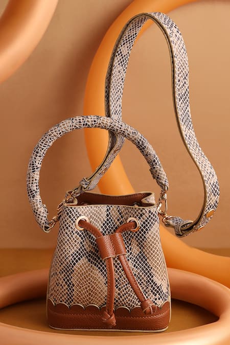 And Also_Multi Color Desert Python Print Bucket Bag_Online_at_Aza_Fashions