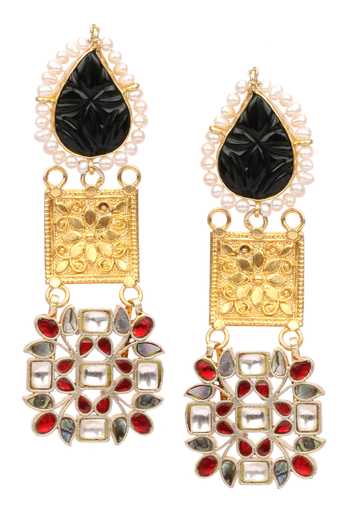 Sangeeta Boochra Multi Color Pearls Tihara Floral Carved Earrings Online at Aza Fashions Sangeeta Boochra_Multi Color Pearls Tihara Floral Carved Earrings _Online_at_Aza_Fashions