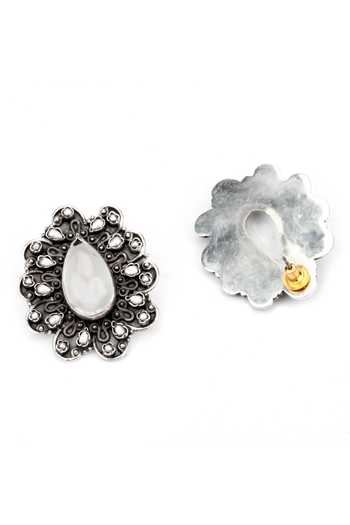 Shop Sangeeta Boochra Silver Plated Diamonds, Stones Nera Earrings at Aza Fashions Shop_Sangeeta Boochra_Silver Plated Diamonds, Stones Nera Earrings _at_Aza_Fashions