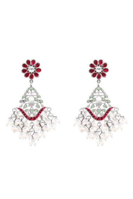 Sangeeta Boochra_Multi Color Beads Floral Carved Earrings _Online_at_Aza_Fashions