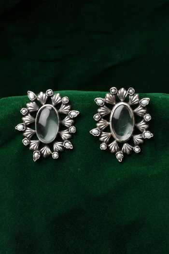 Sangeeta Boochra Enrica Stone Studded Oxidized Earrings 