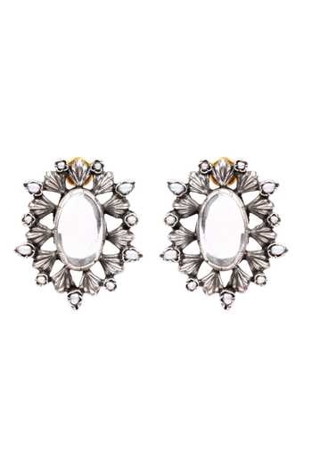 Sangeeta Boochra Silver Plated Stones Enrica Studded Oxidized Earrings Online at Aza Fashions Sangeeta Boochra_Silver Plated Stones Enrica Studded Oxidized Earrings _Online_at_Aza_Fashions